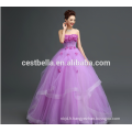 Customized Made In China Appliqued Purple Lace Puffy Tulle Robe de mariée 2017